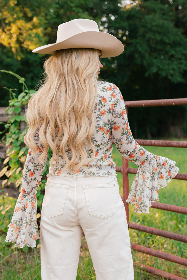 Wildflower Muse V-Neck Bell-Sleeve Top