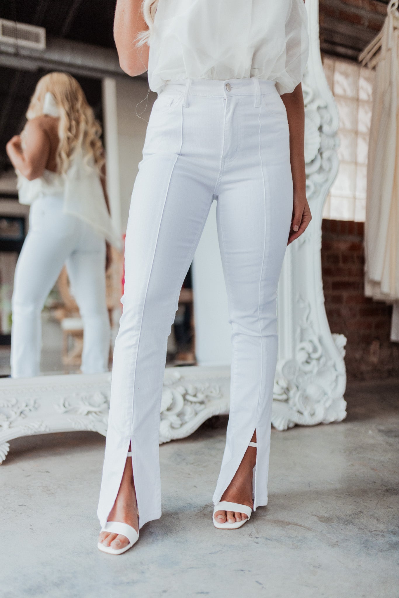 Celine Bootcut Jeans (White) FINAL SALE