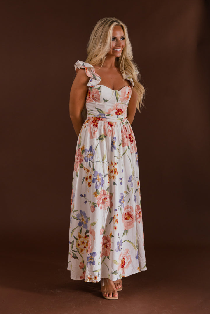Savannah Floral Watercolor Midi Dress