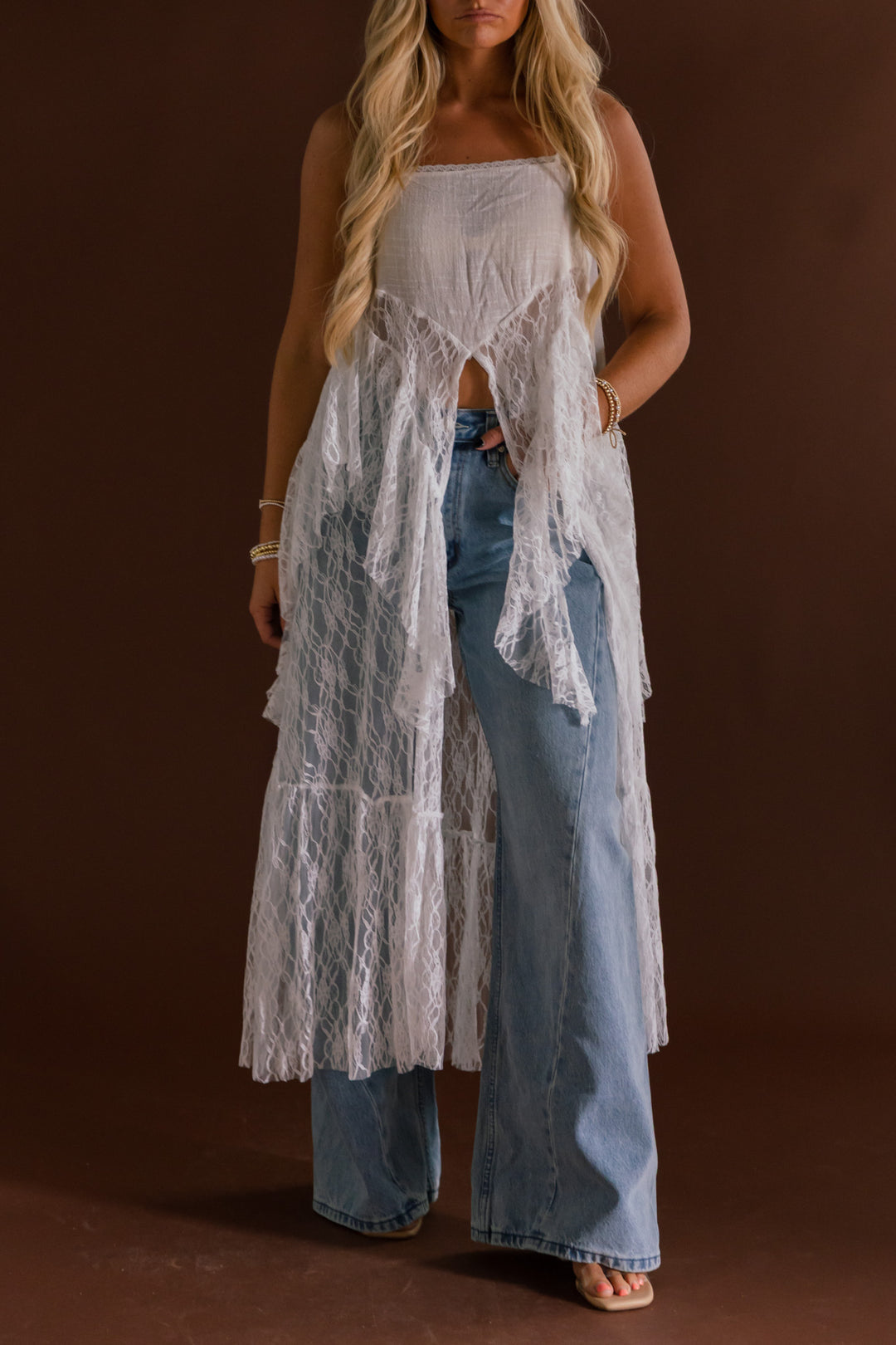Afterglow Lace Duster Top (Ivory)