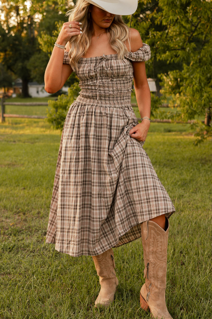 Slow Sunday Plaid Midi Dress