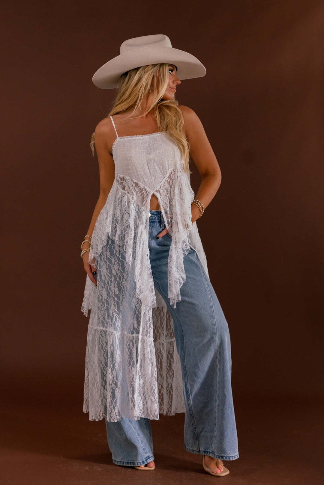 Afterglow Lace Duster Top (Ivory)