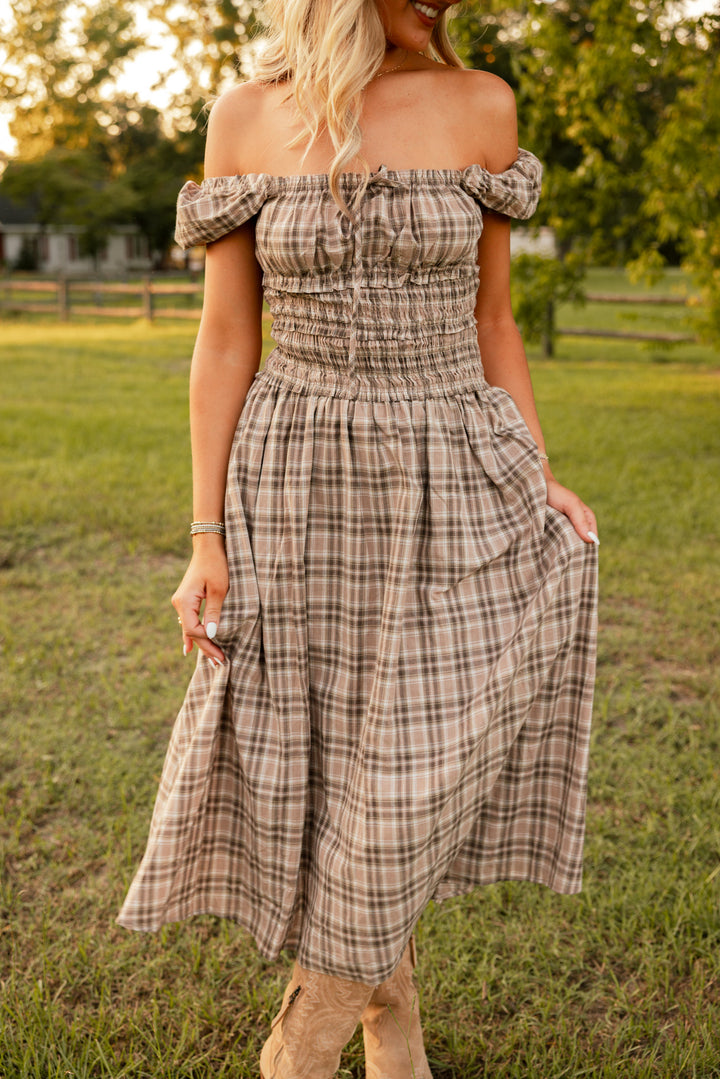 Slow Sunday Plaid Midi Dress