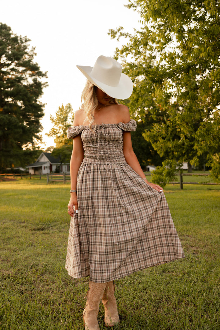 Slow Sunday Plaid Midi Dress