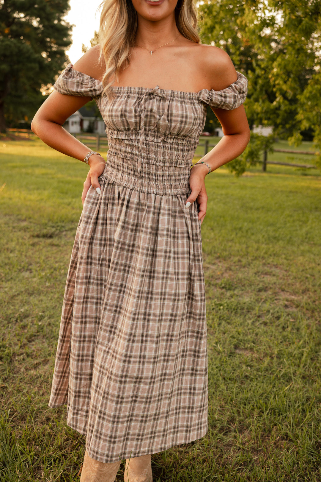 Slow Sunday Plaid Midi Dress