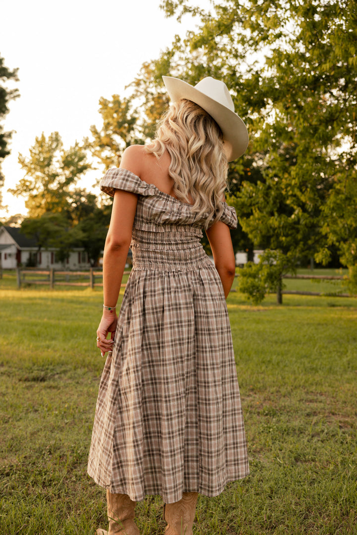 Slow Sunday Plaid Midi Dress