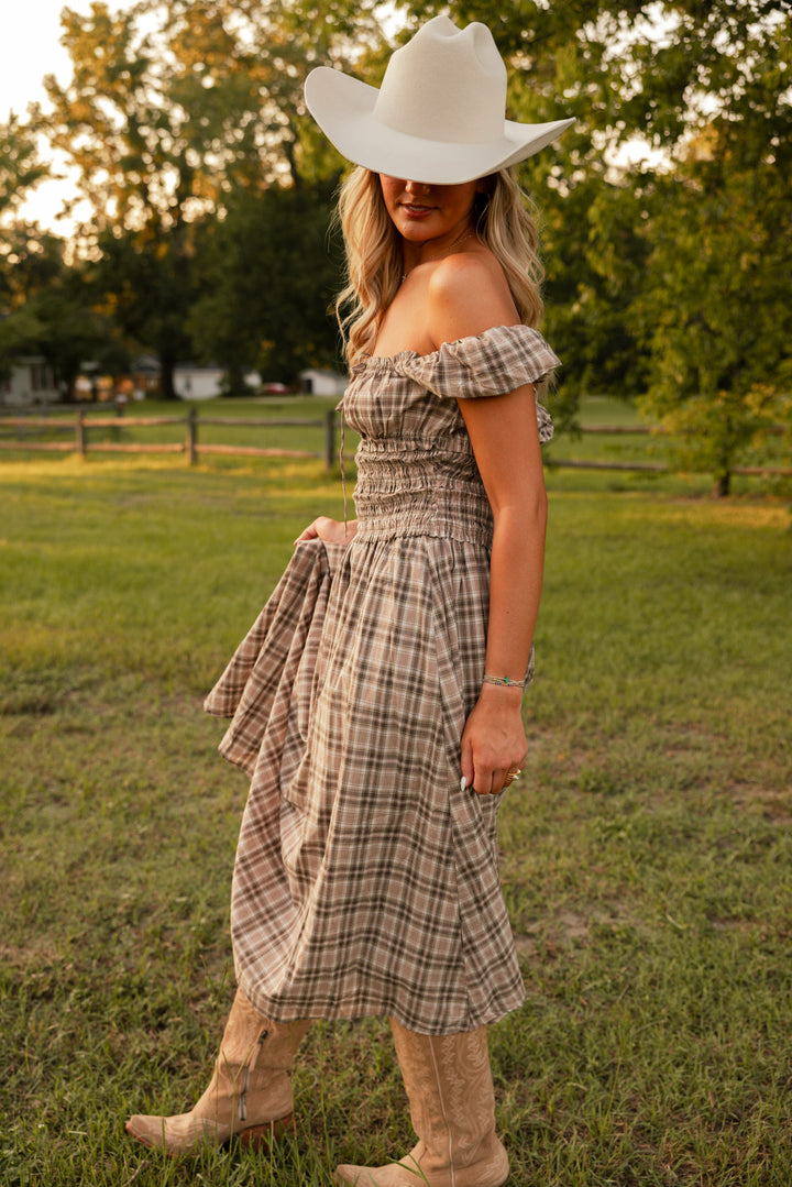 Slow Sunday Plaid Midi Dress