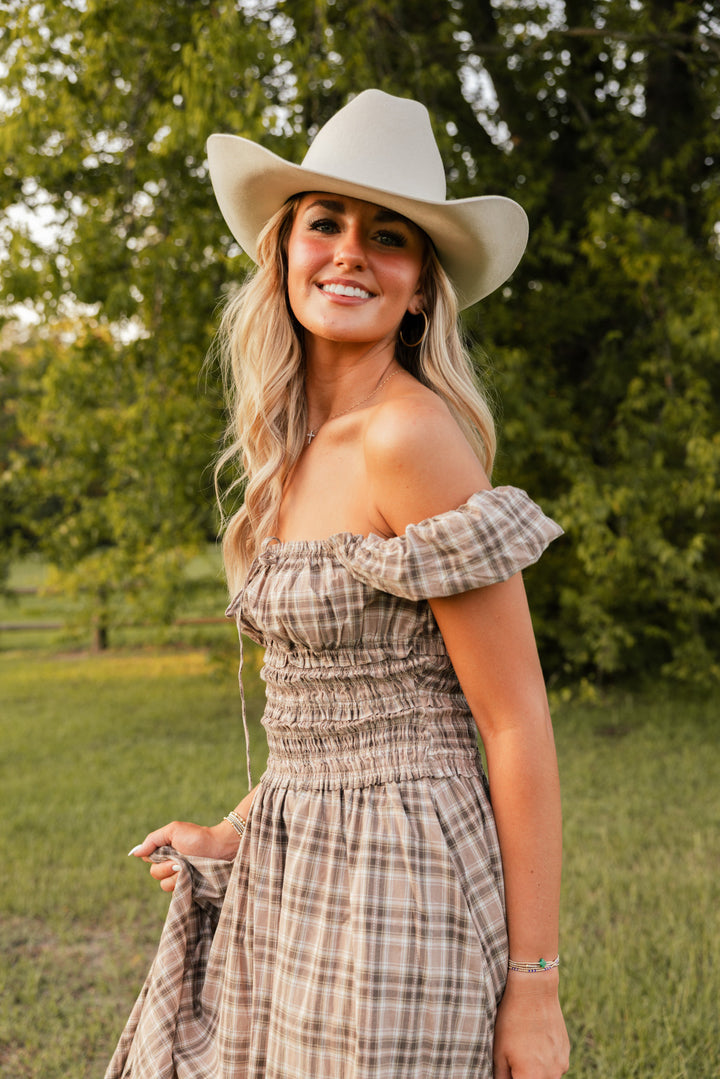 Slow Sunday Plaid Midi Dress