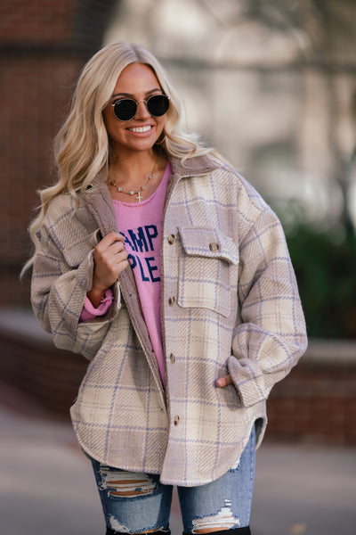 Breaking Plaid Shacket (Taupe) FINAL SALE