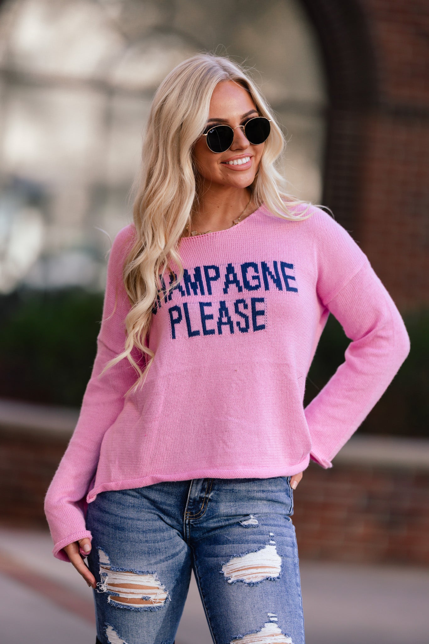 Champagne Please Sweater (Pink) FINAL SALE