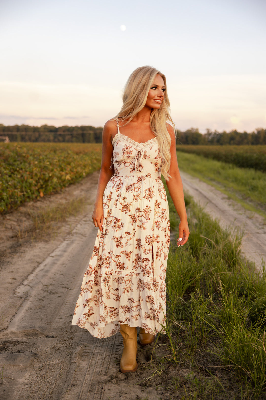 The Running Wild Horse Print Maxi Dress