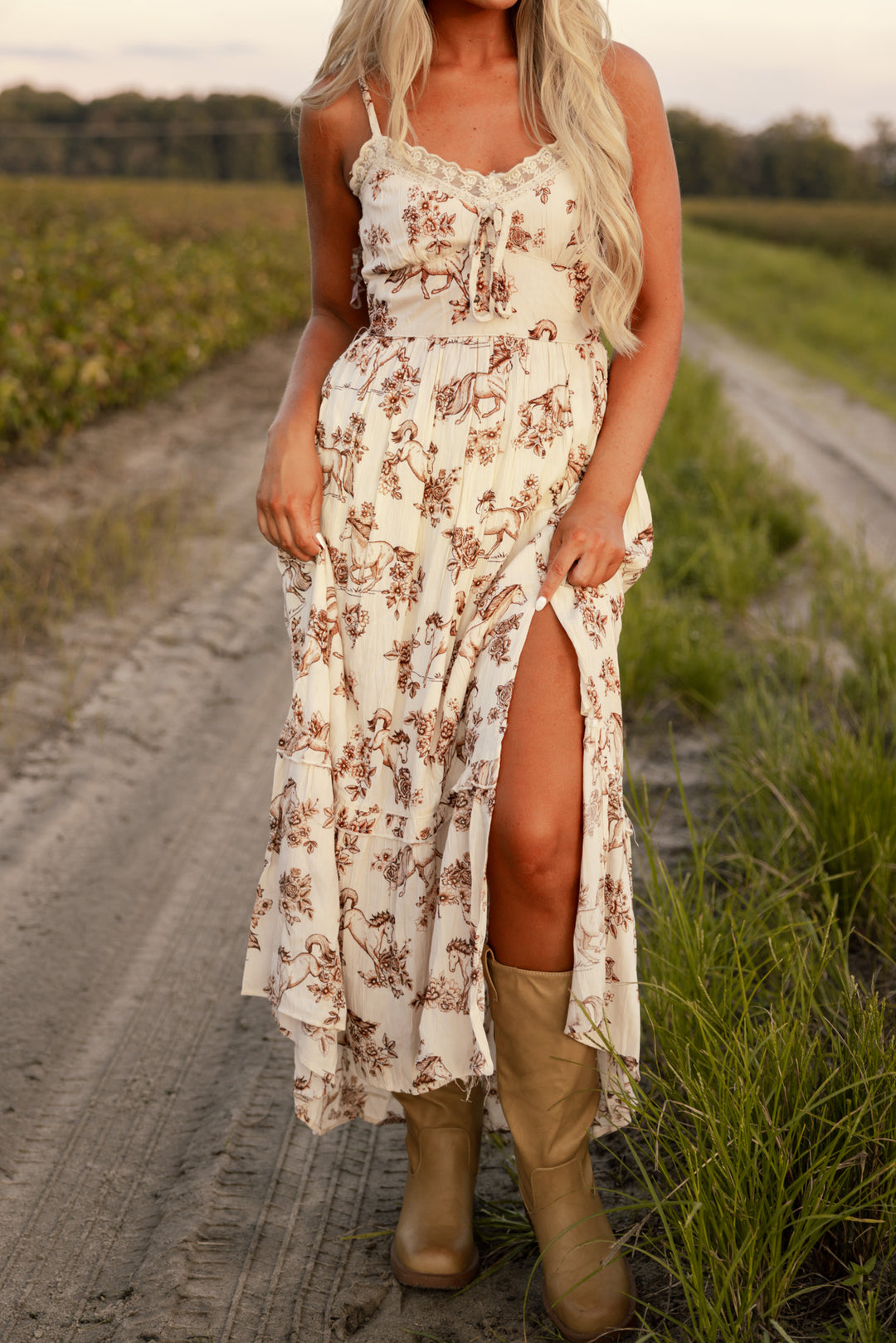 The Running Wild Horse Print Maxi Dress