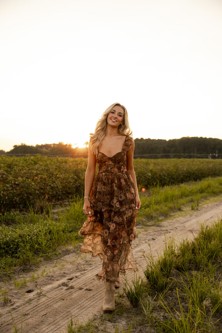 Harvest Moon Ruffle Midi Dress