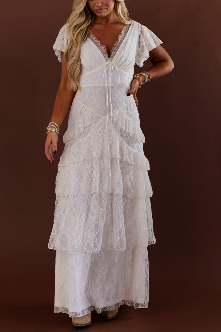 Ivory Daydream Lace Maxi Dress