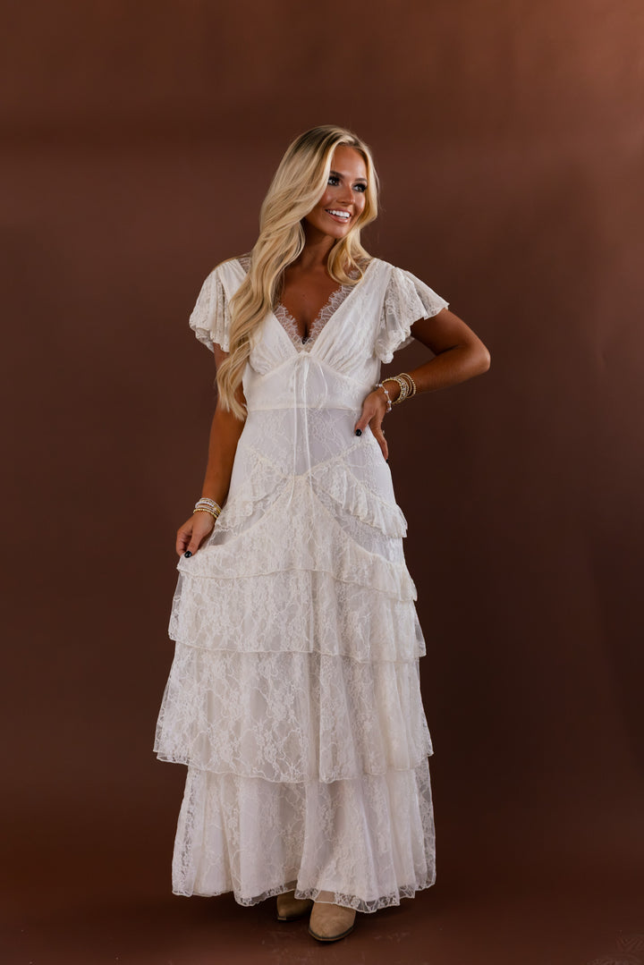 Ivory Daydream Lace Maxi Dress