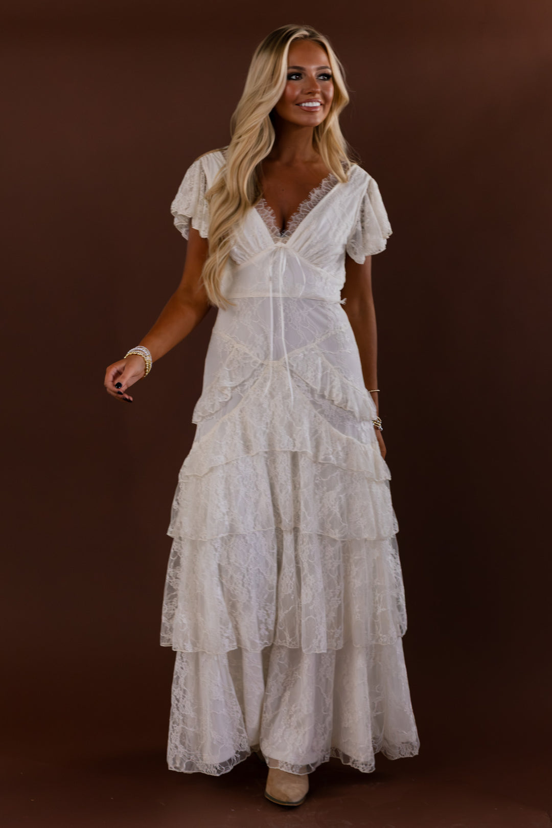Ivory Daydream Lace Maxi Dress