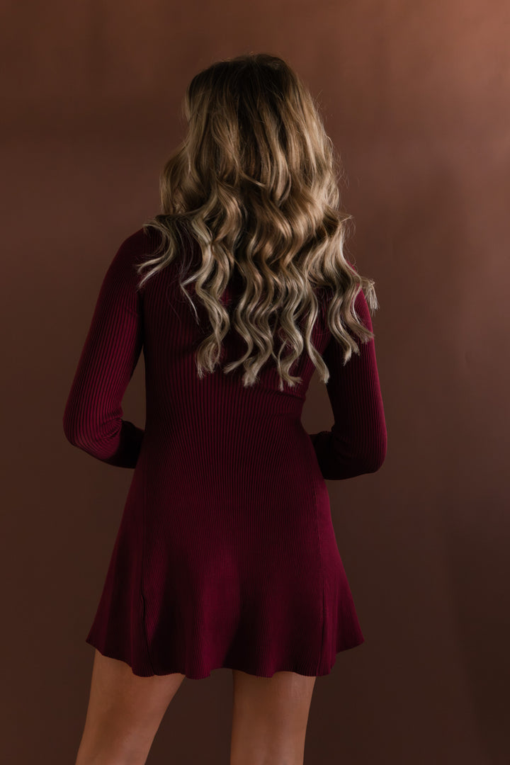 Cocoa & Cashmere Sweater Dress (Burgundy)