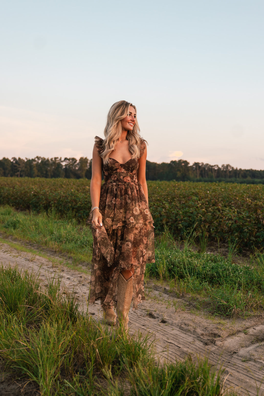 Harvest Moon Ruffle Midi Dress