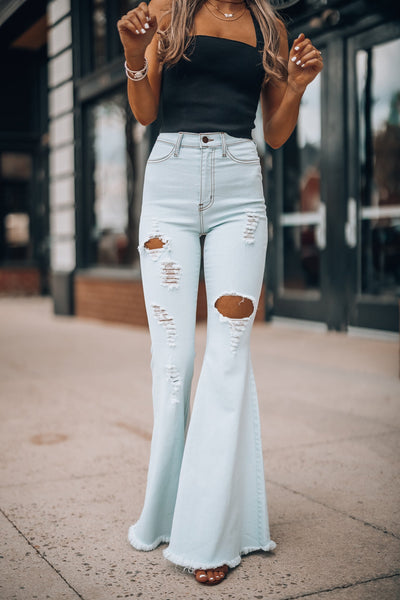 Rodeo Distressed Bell Bottoms (Light Wash)