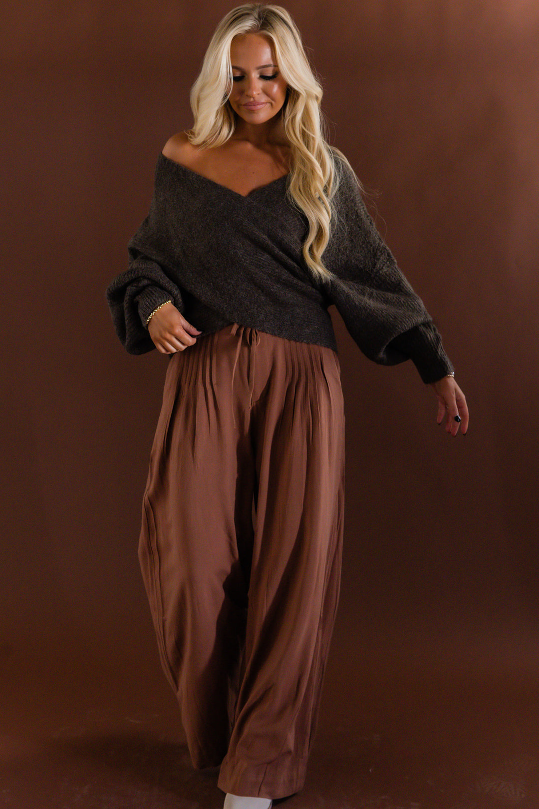 First Class Pleated Waist Wide Leg Pants