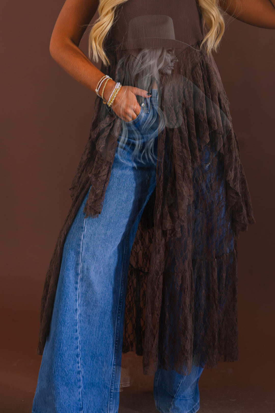 Afterglow Lace Duster Top (Chocolate)
