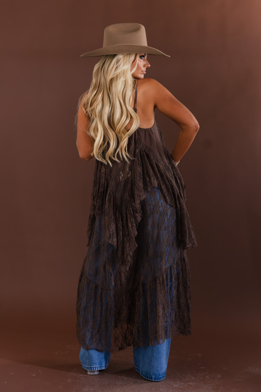 Afterglow Lace Duster Top (Chocolate)