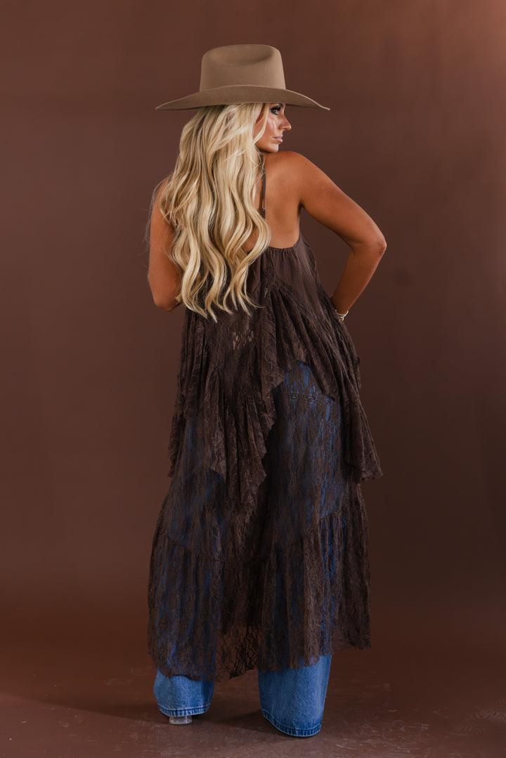 Afterglow Lace Duster Top (Chocolate)