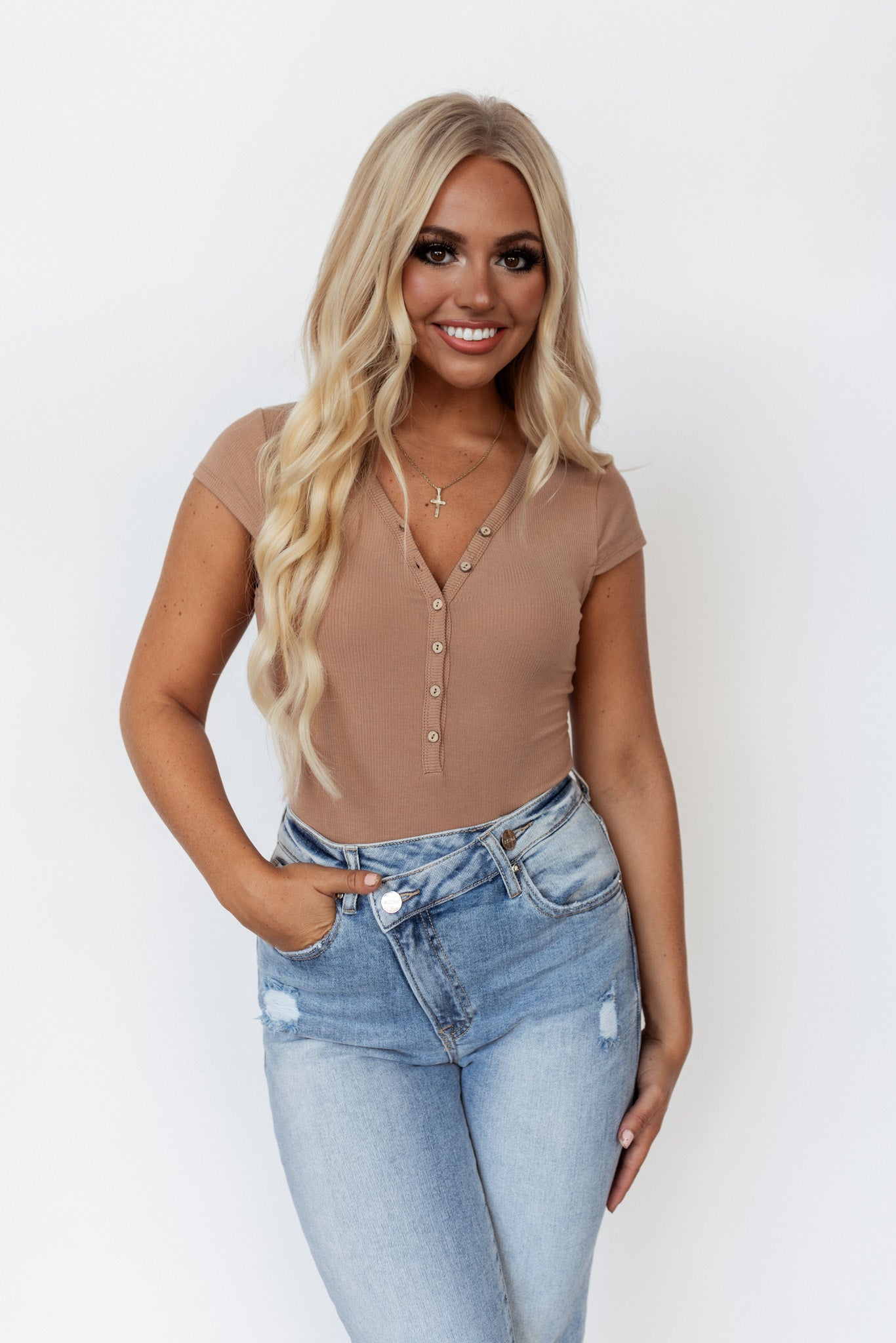 Feather Ribbed Bodysuit (Blush Nude) FINAL SALE