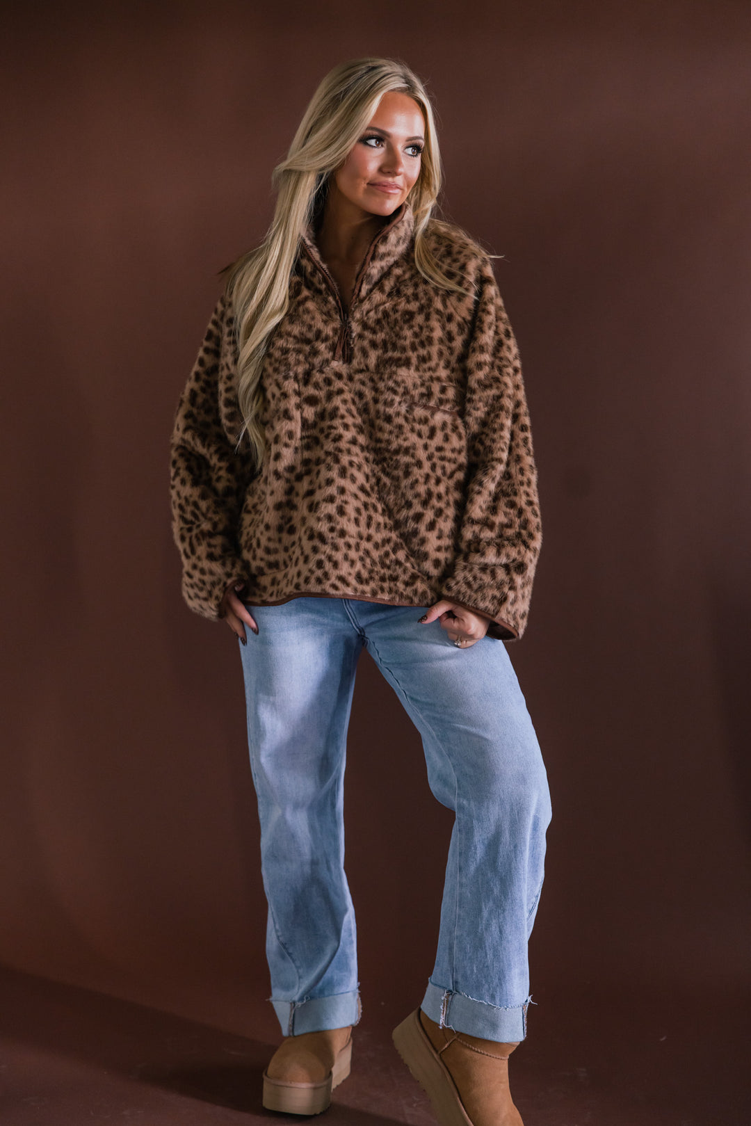 Wild Side Cozy Faux Fur Leopard Pullover