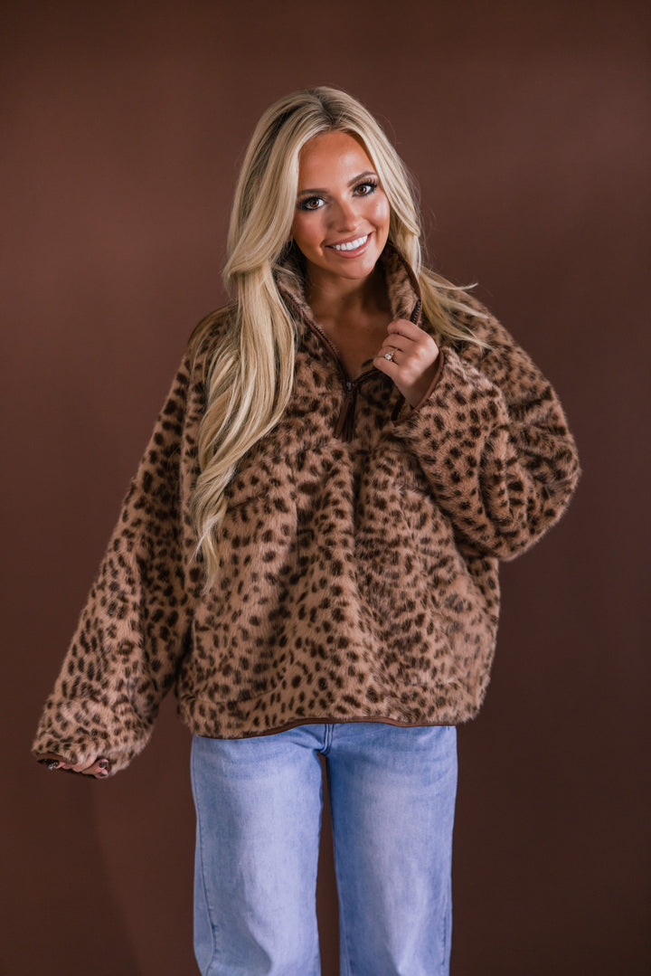 Wild Side Cozy Faux Fur Leopard Pullover