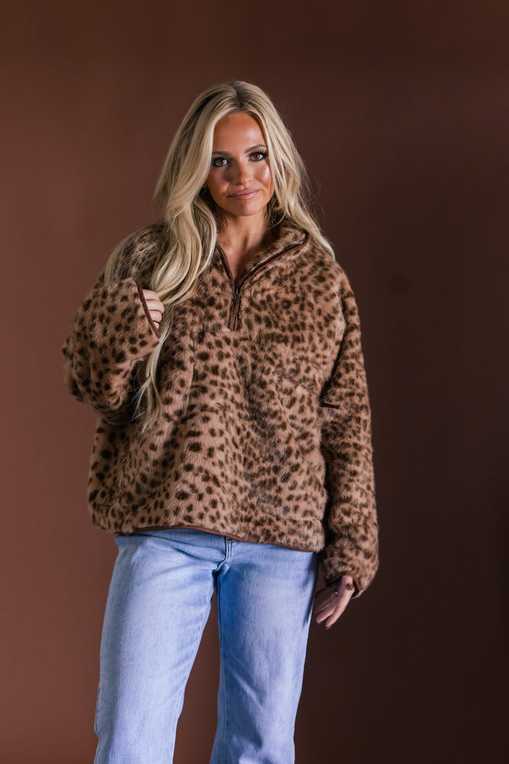 Wild Side Cozy Faux Fur Leopard Pullover