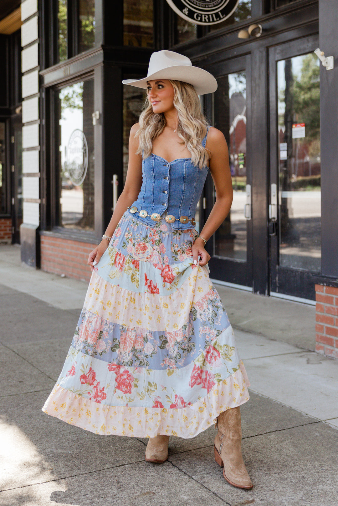 Faded Romance Floral Maxi Skirt