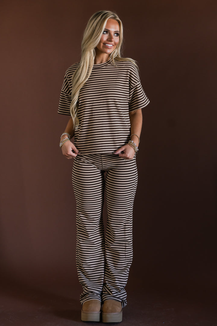 Mocha Mood Striped Lounge Set