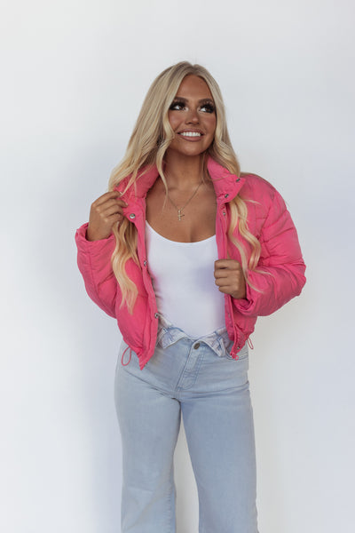 On The Go Puffer Jacket (Pink) FINAL SALE
