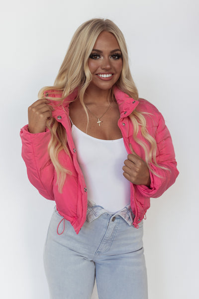 On The Go Puffer Jacket (Pink) FINAL SALE