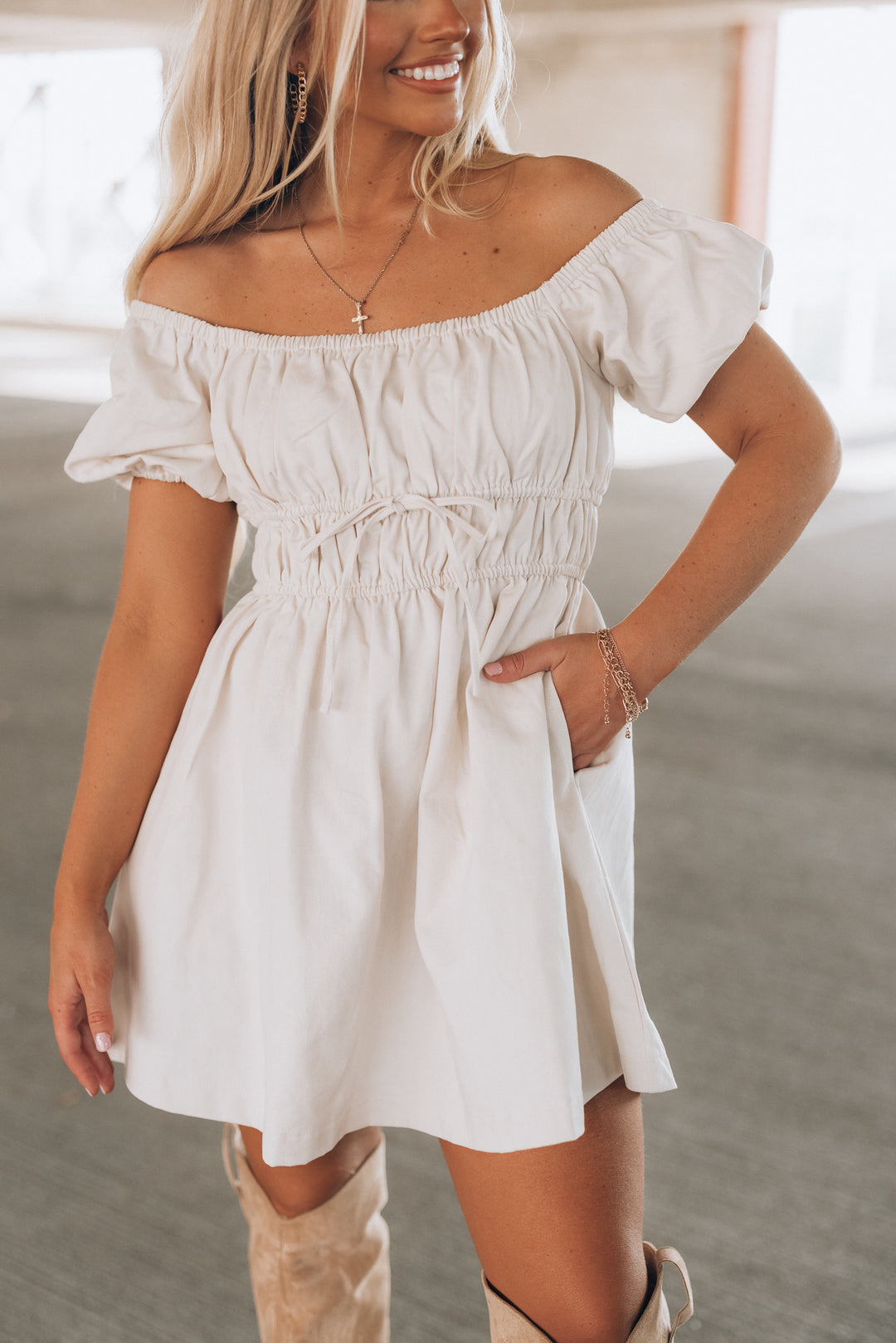Hold Your Horses Denim Cream Mini Dress Southern Alternative Hold Your Horses Denim Cream Mini Dress Southern Alternative