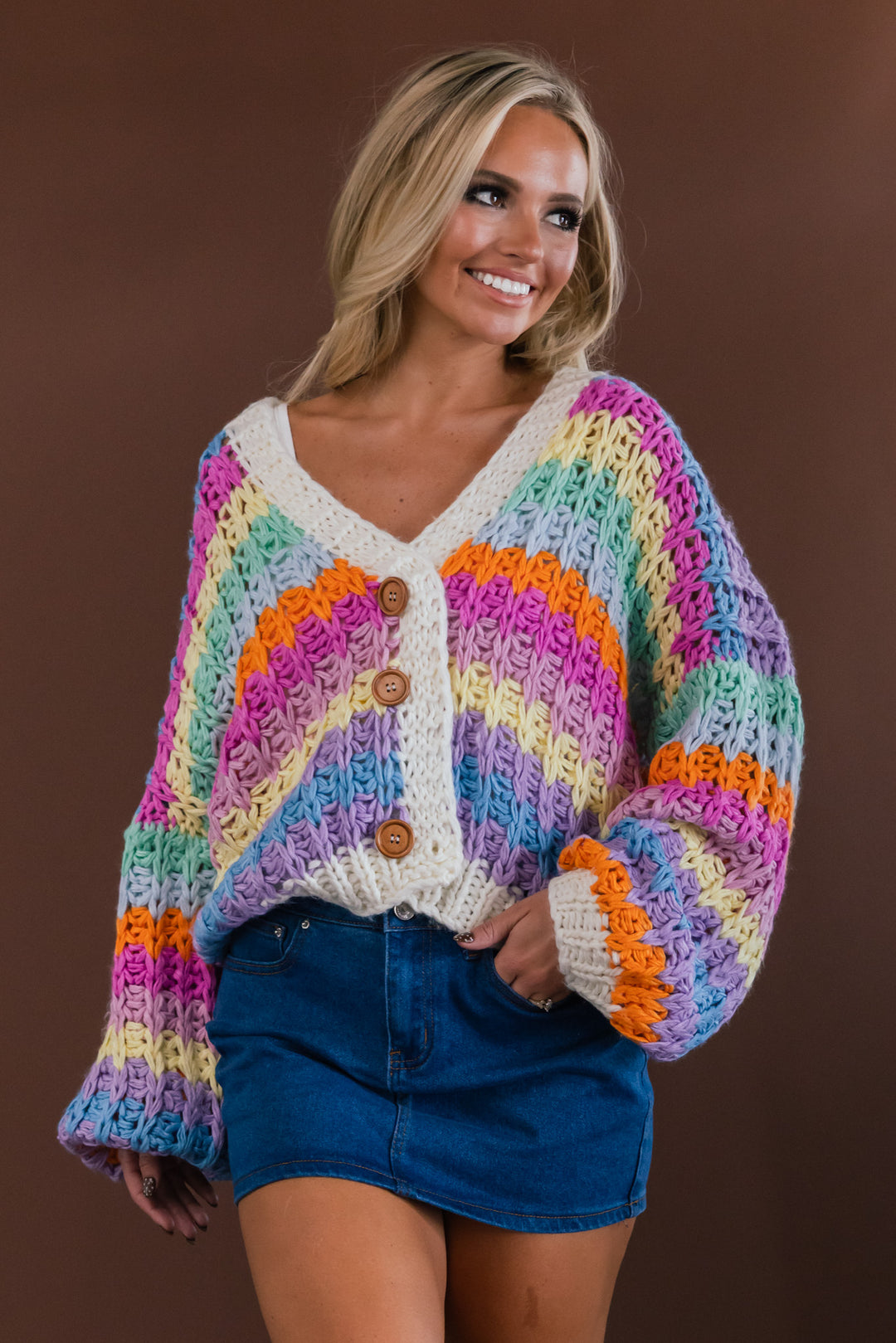 Chasing Rainbows Chunky Knit Cardigan