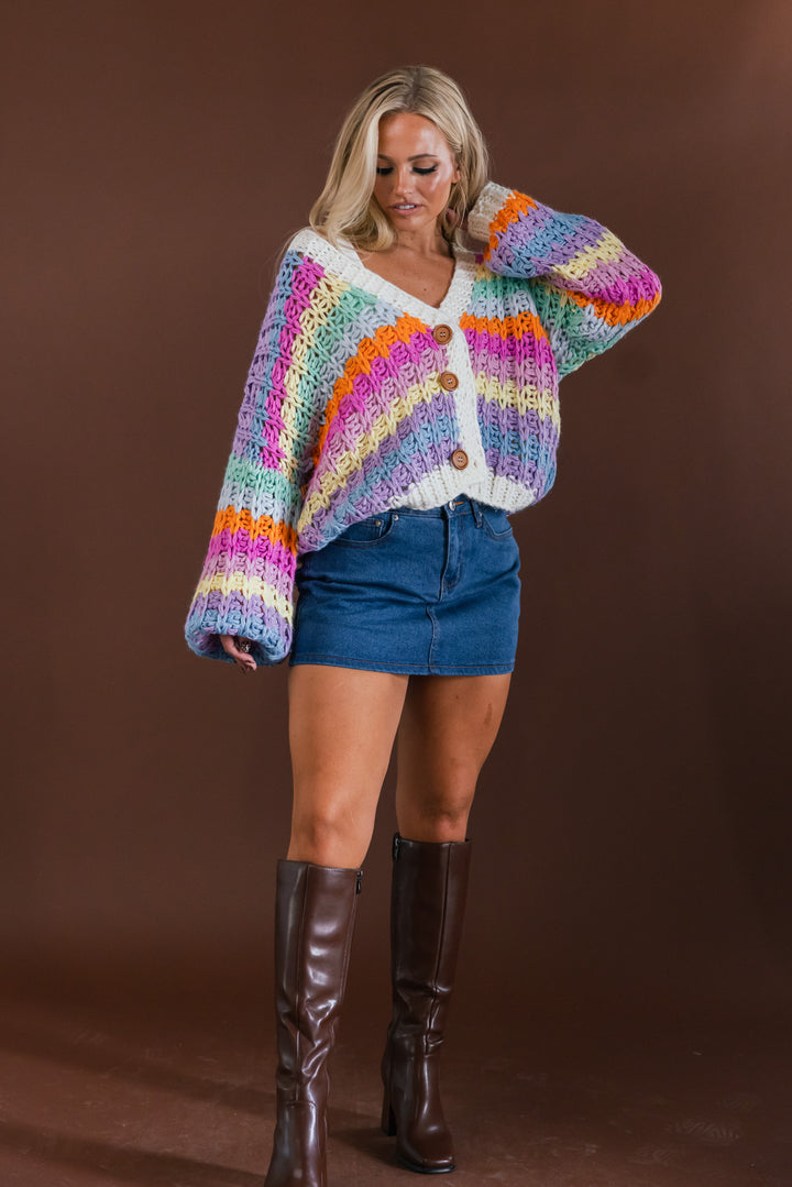 Chasing Rainbows Chunky Knit Cardigan