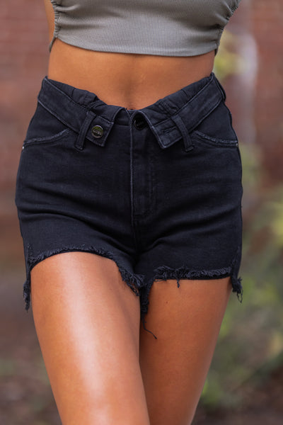 High Rise Folded Shorts (Black)