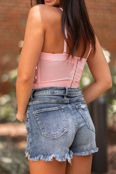 Whitney Rhinestone Bustier Top (Candy Pink) FINAL SALE
