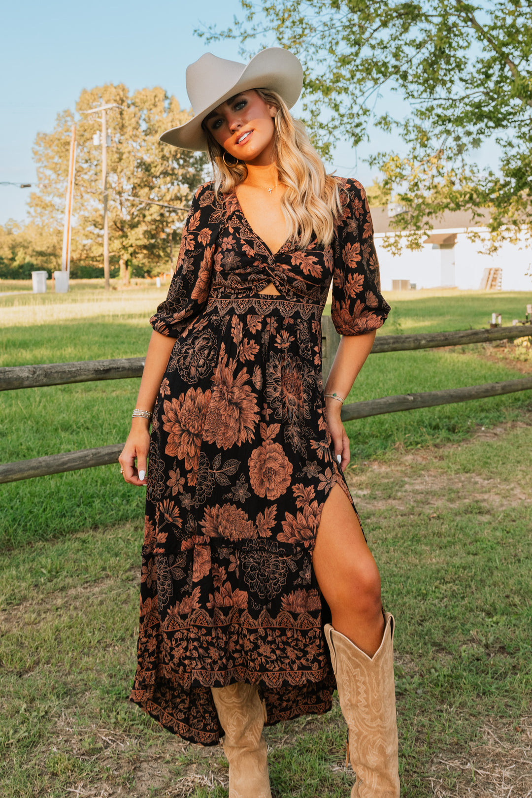 Prairie Rose Floral Maxi Dress