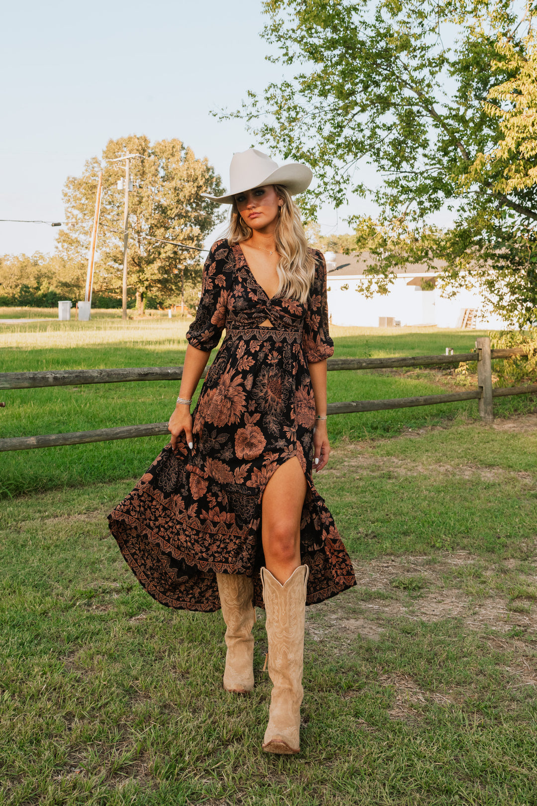 Prairie Rose Floral Maxi Dress