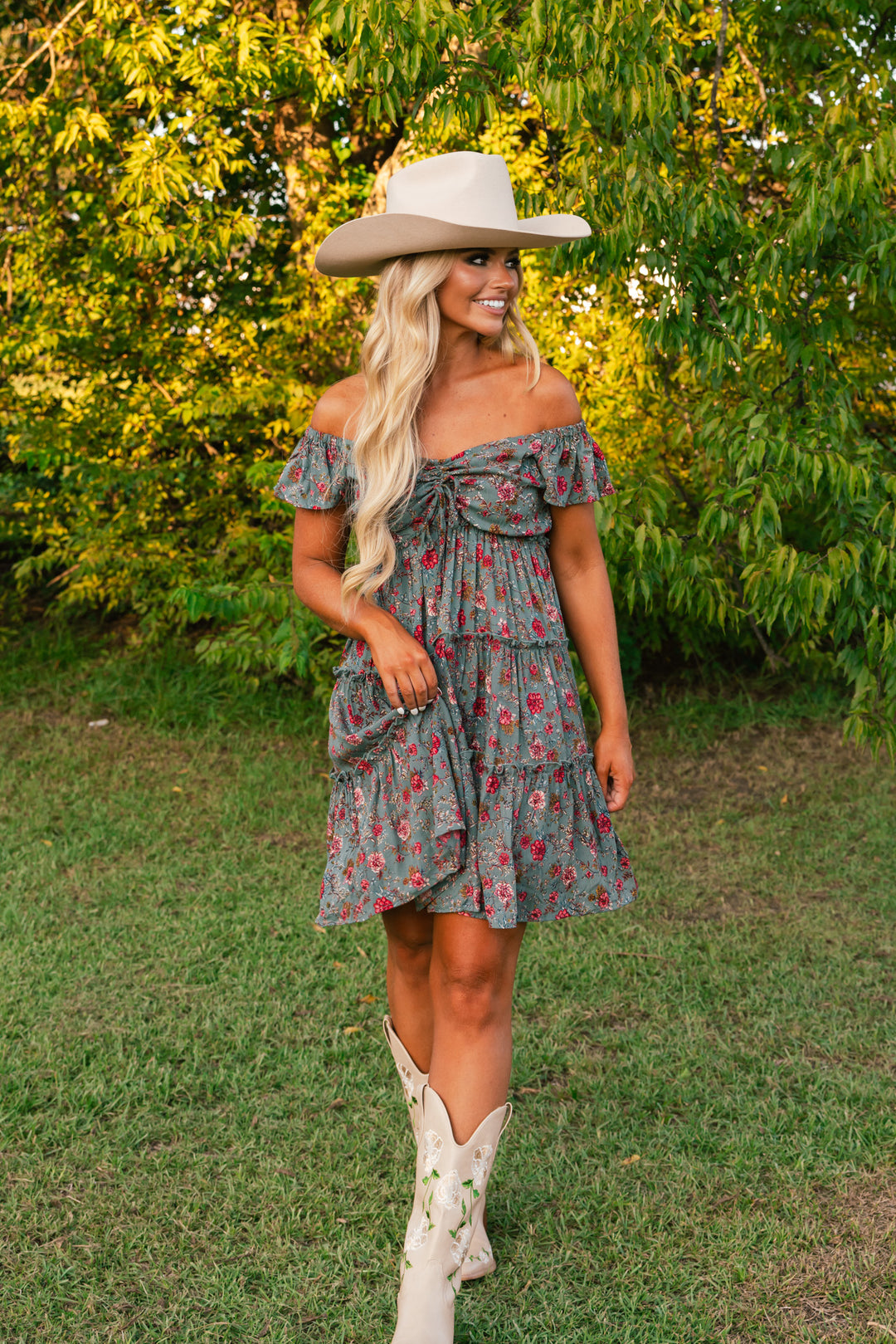 Western Skies Floral Mini Dress