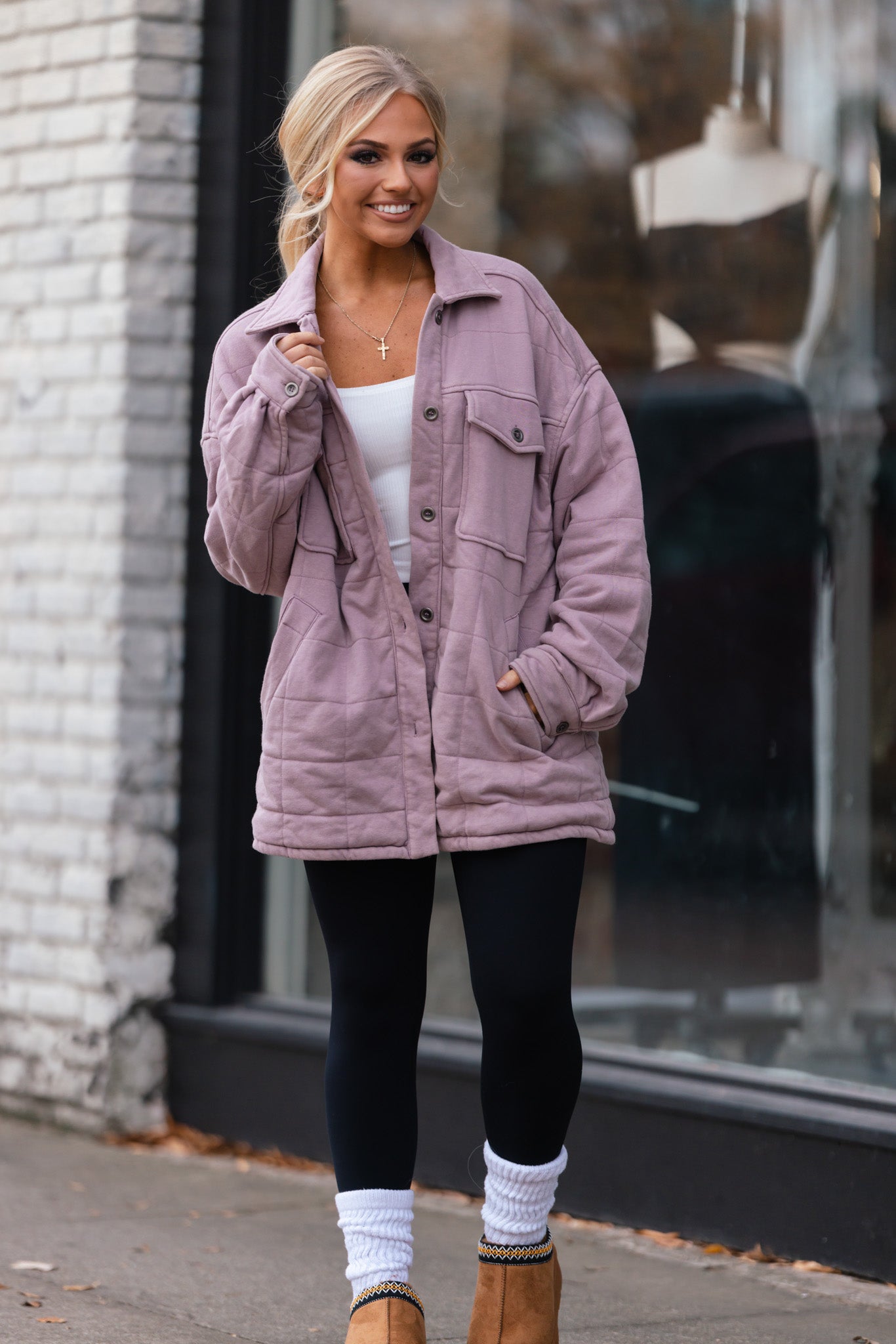 Evergreen Quilted Jacket (Rose Taupe) FINAL SALE