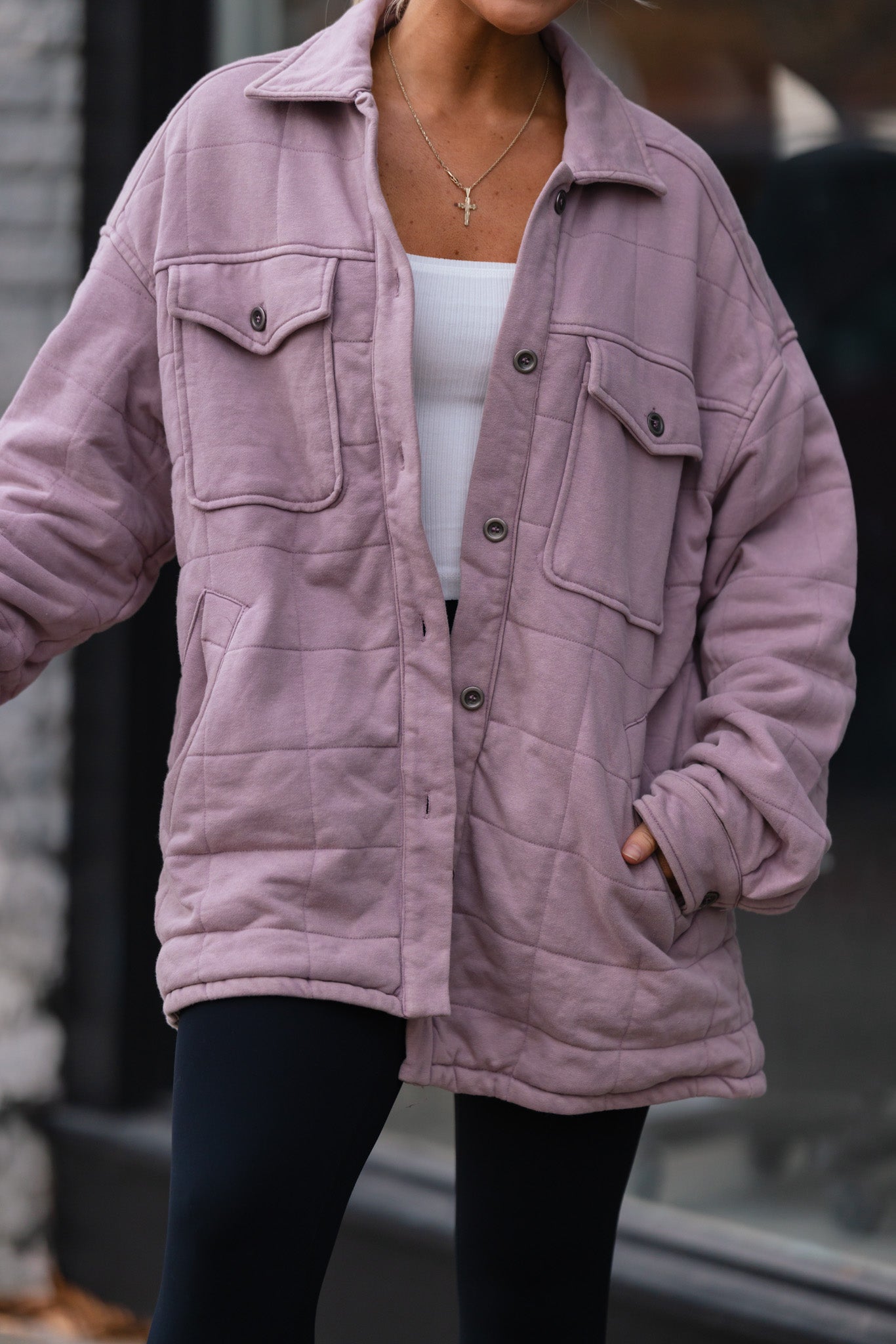 Evergreen Quilted Jacket (Rose Taupe) FINAL SALE