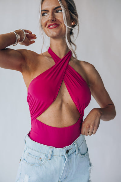 Kona Halter Bodysuit (Hot Pink)