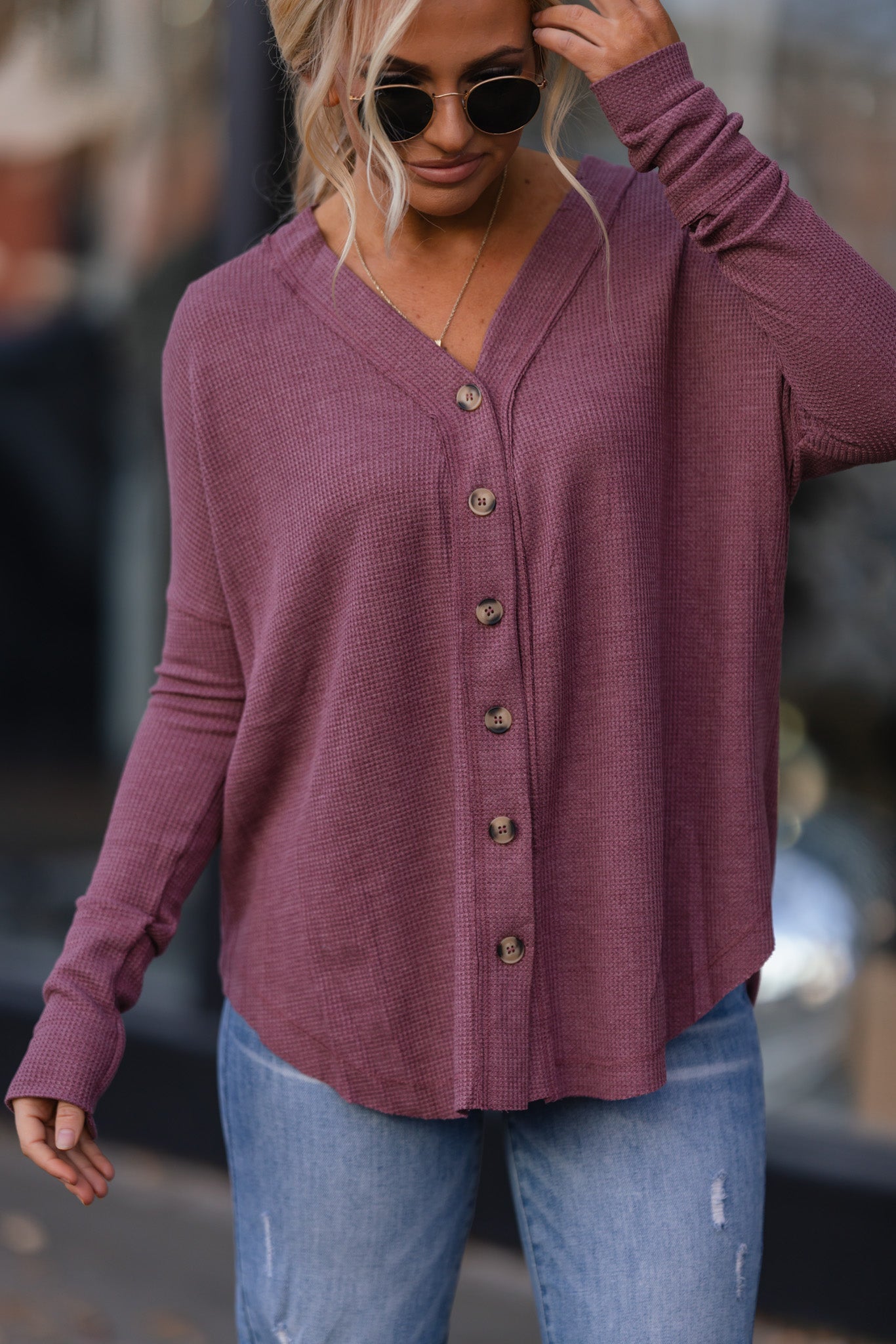 Baby Thermal Button Down (Mauve) FINAL SALE