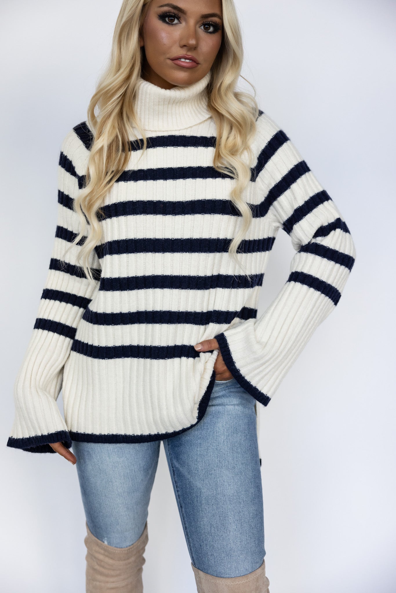 Between The Lines Turtleneck Striped Sweater FINAL SALE