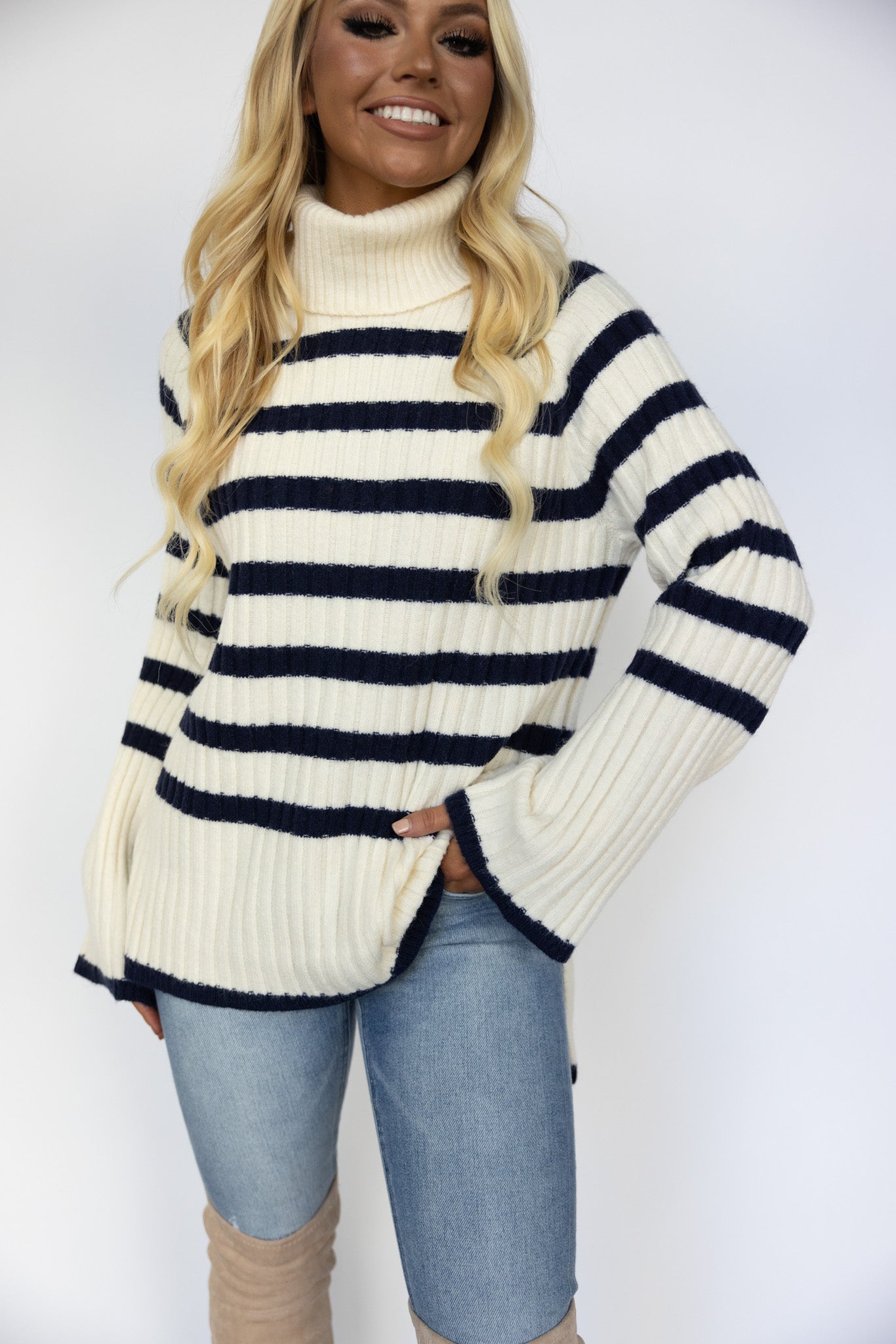 Between The Lines Turtleneck Striped Sweater FINAL SALE