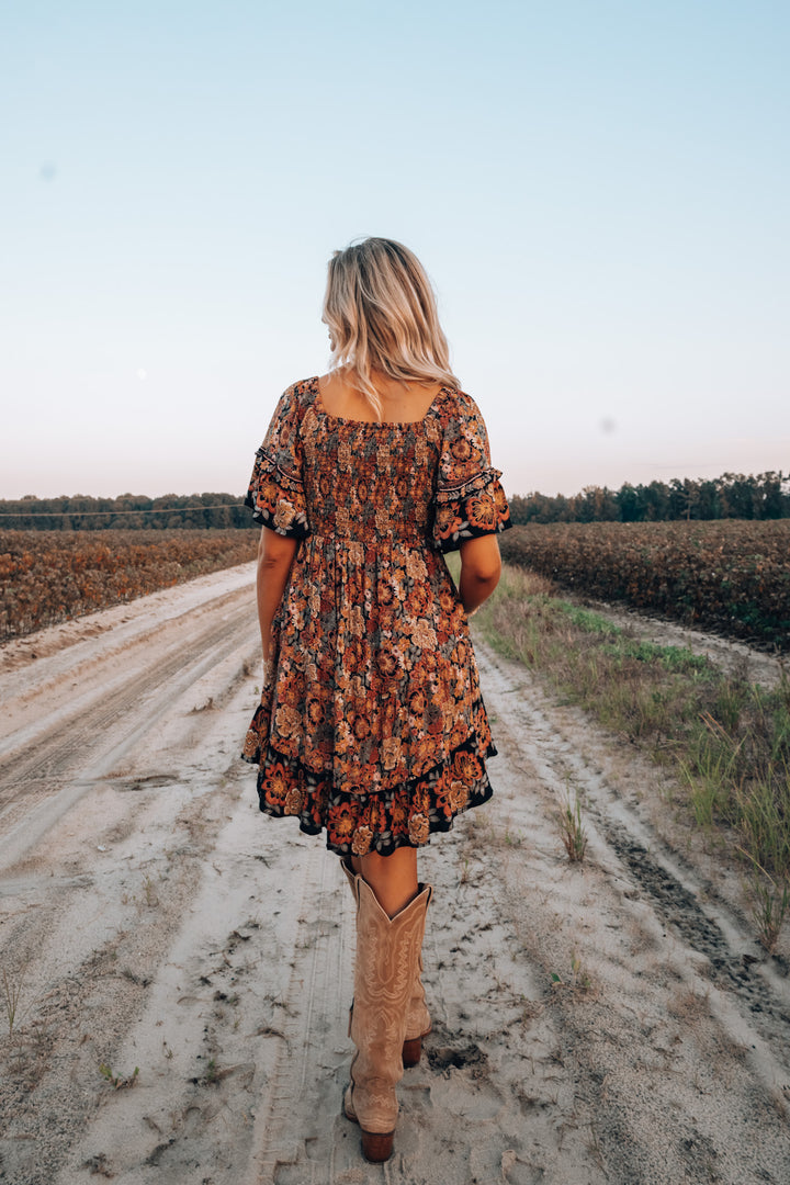 Desert Afterglow Floral Mini Dress